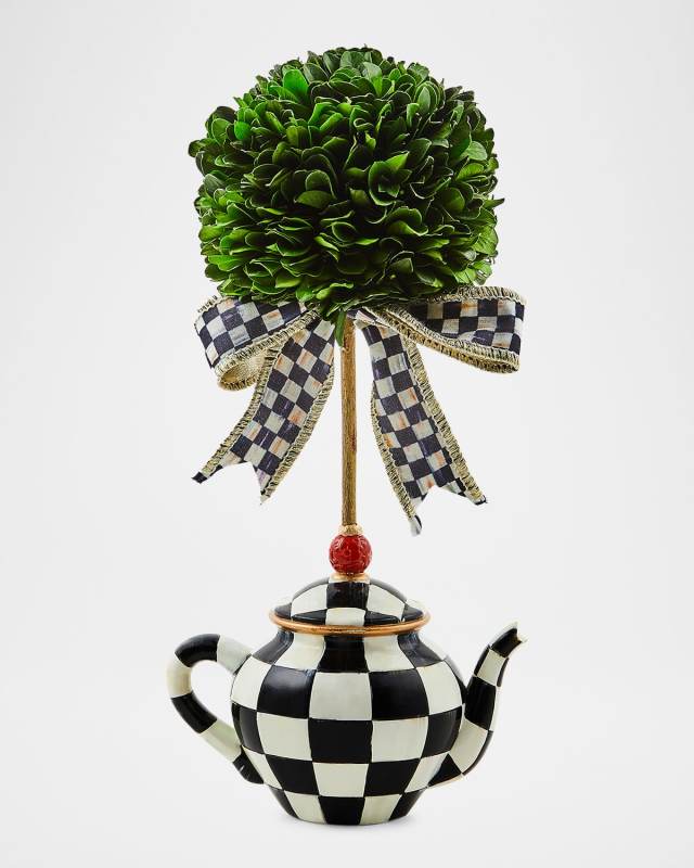 Courtly Check Teapot Boxwood Topiary